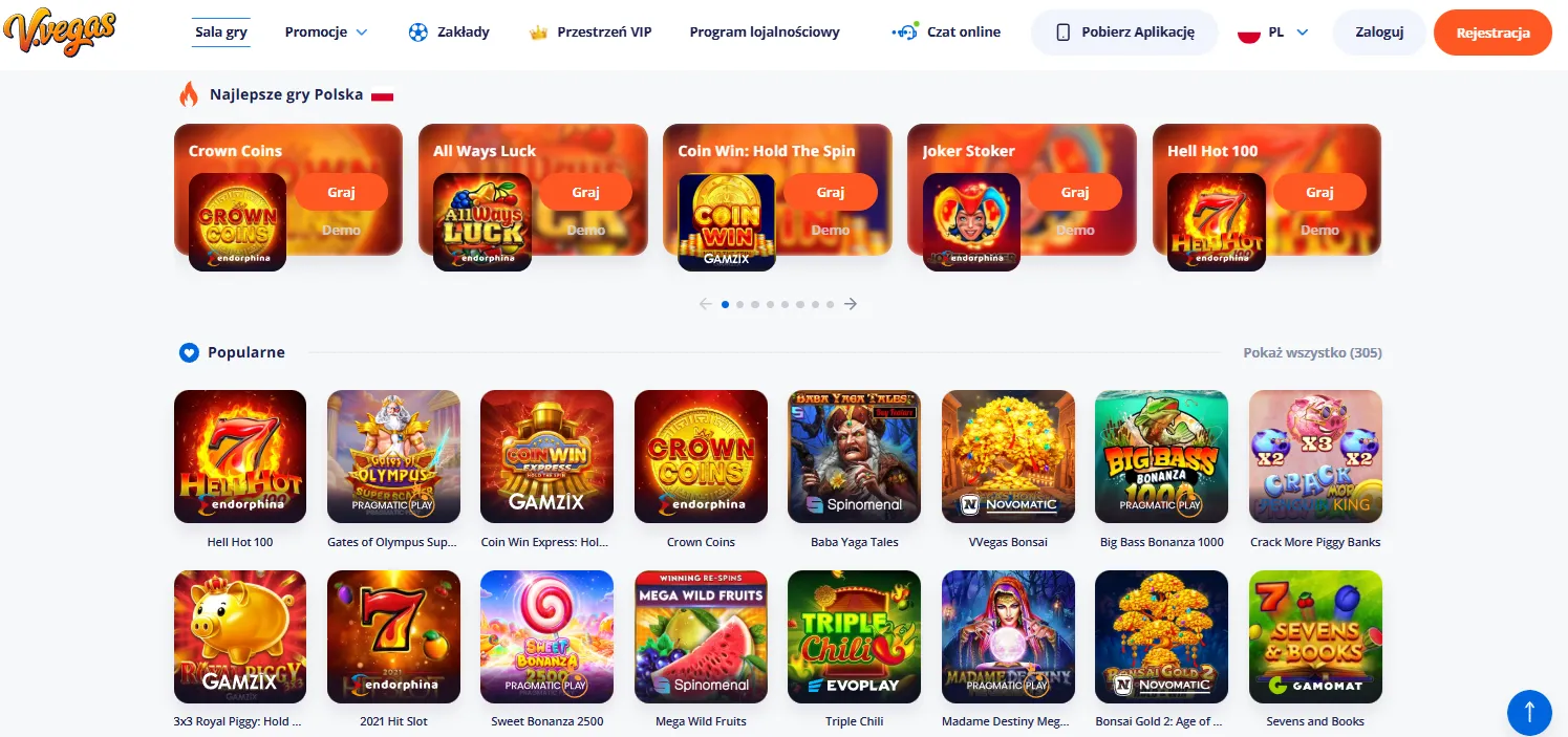 Gry hazardowe i automaty w kasynie Vulkan Vegas PL